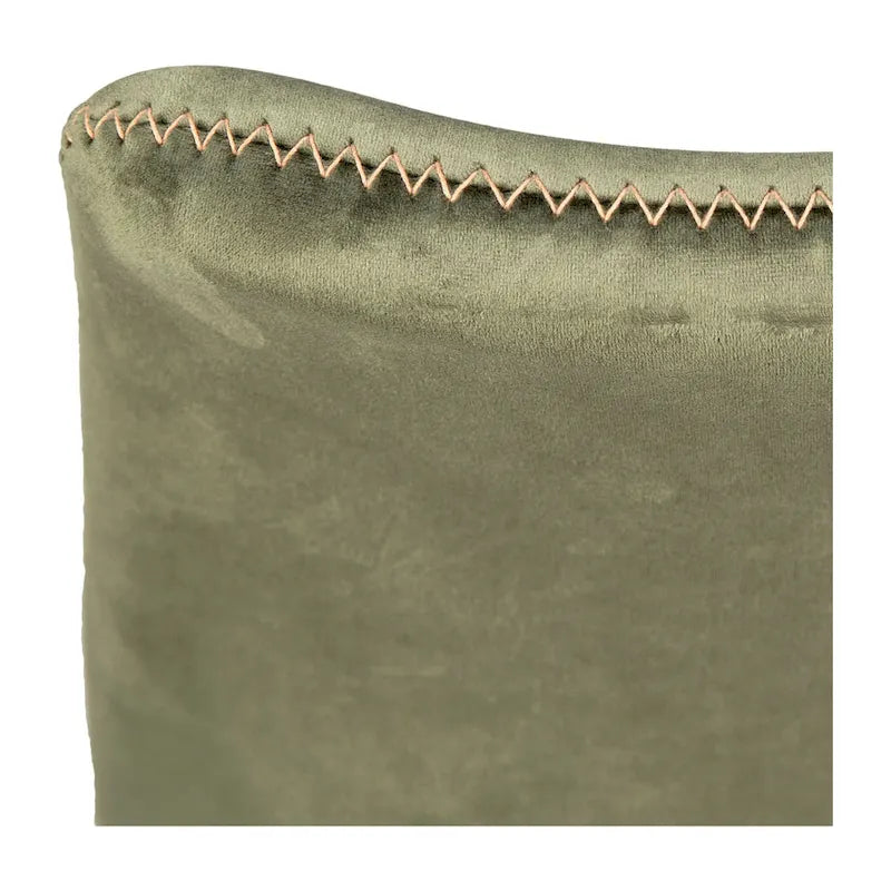 Hazel Velvet Upholstered Dining Side Chair Black Peg Legs, Olive Green