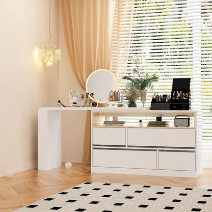 White Makeup Vanity Multi-Purpose Furniture Home Desk Corner Rotating