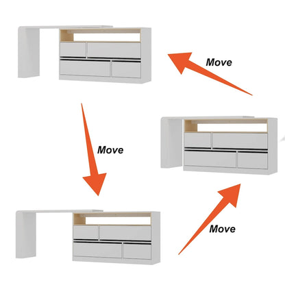 White Makeup Vanity Multi-Purpose Furniture Home Desk Corner Rotating