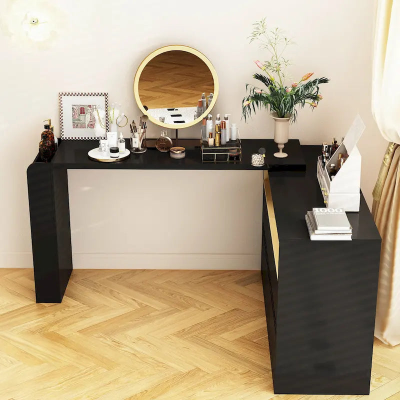 White Makeup Vanity Multi-Purpose Furniture Home Desk Corner Rotating
