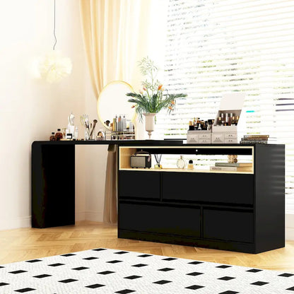 White Makeup Vanity Multi-Purpose Furniture Home Desk Corner Rotating