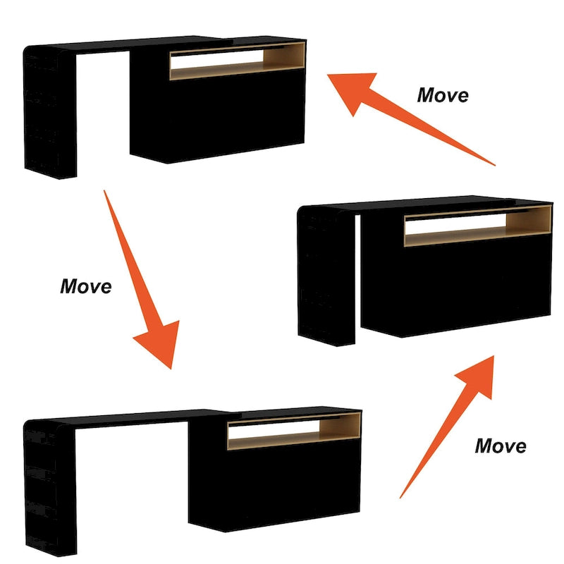 White Makeup Vanity Multi-Purpose Furniture Home Desk Corner Rotating