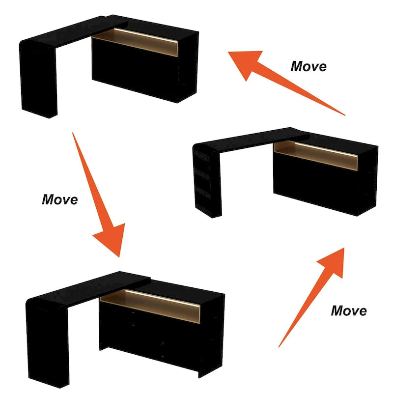 White Makeup Vanity Multi-Purpose Furniture Home Desk Corner Rotating