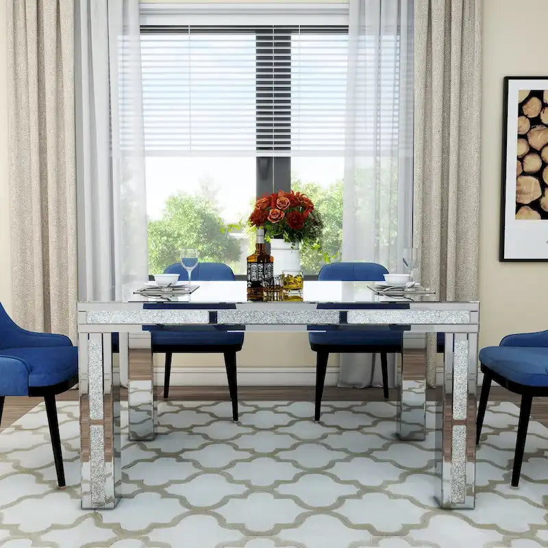 Rectangular Dining Table with Crushed Diamond