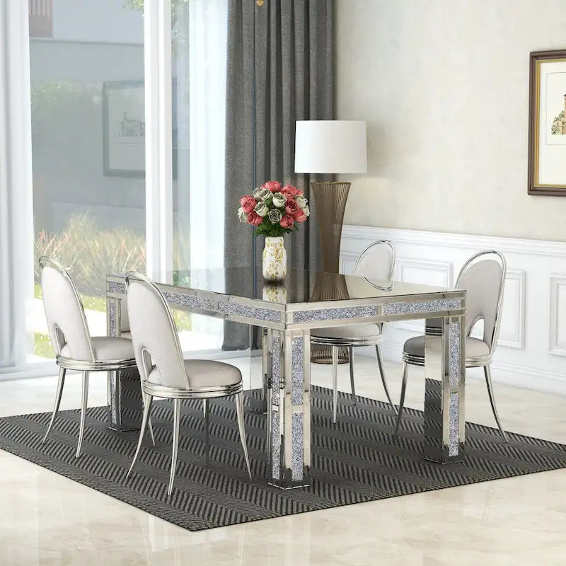 Rectangular Dining Table with Crushed Diamond