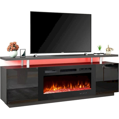 EROMMY 70 Fireplace TV Stand with 36 Electric Fireplace, TV Console for TVs up to 80 for Living Room, Black - 36