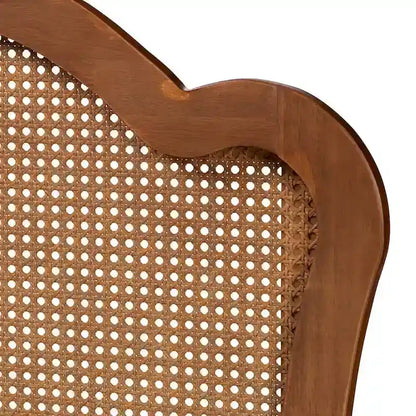 Leandra Classic and Traditional Ash Walnut Finished Wood Headboard with Rattan