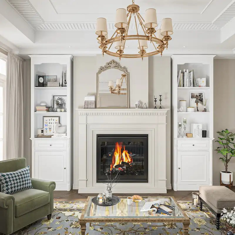 Large Entertainment Center Bookshelves 57x38 inch Hutch Space for TV