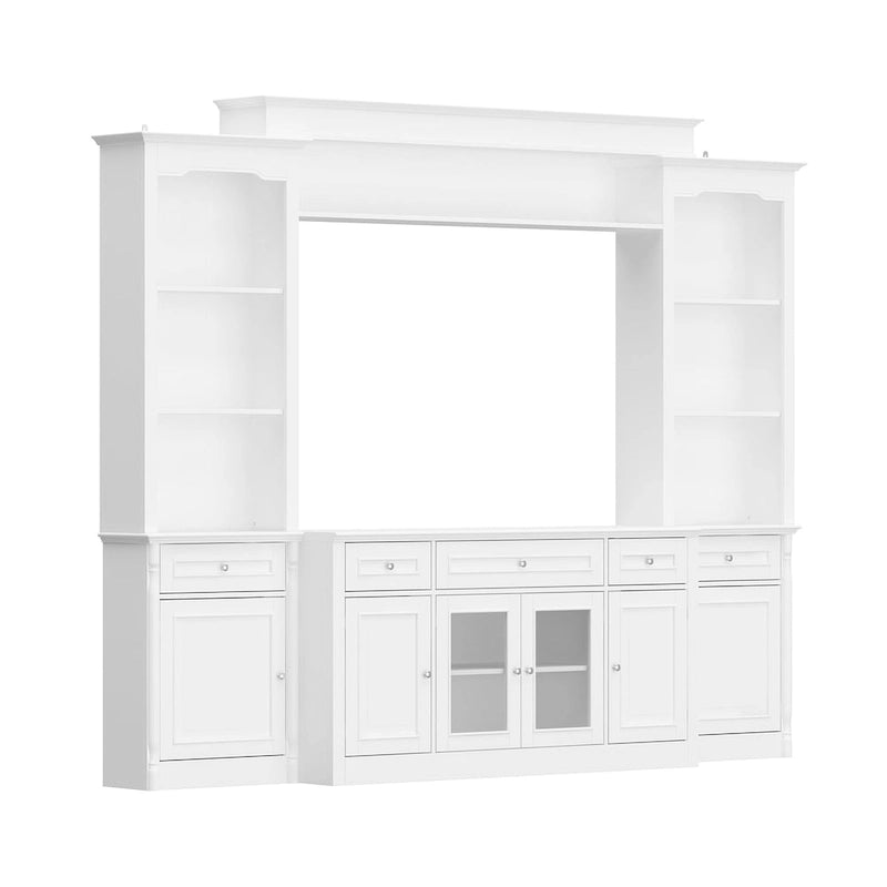 Large Entertainment Center Bookshelves 57x38 inch Hutch Space for TV