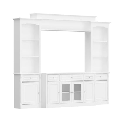 Large Entertainment Center Bookshelves 57x38 inch Hutch Space for TV