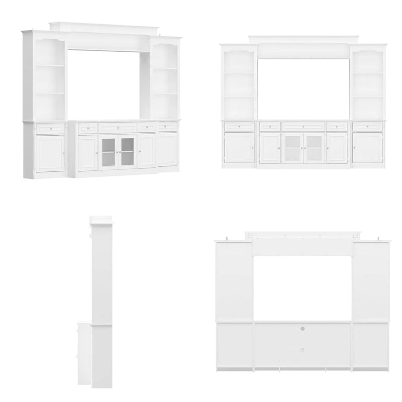 Large Entertainment Center Bookshelves 57x38 inch Hutch Space for TV