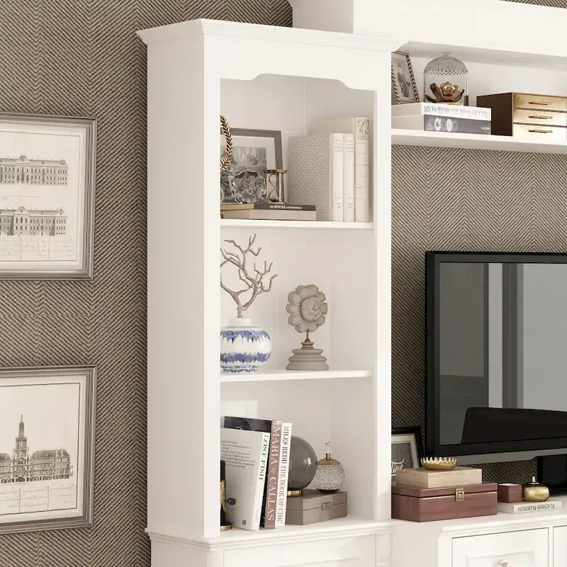 Large Entertainment Center Bookshelves 57x38 inch Hutch Space for TV