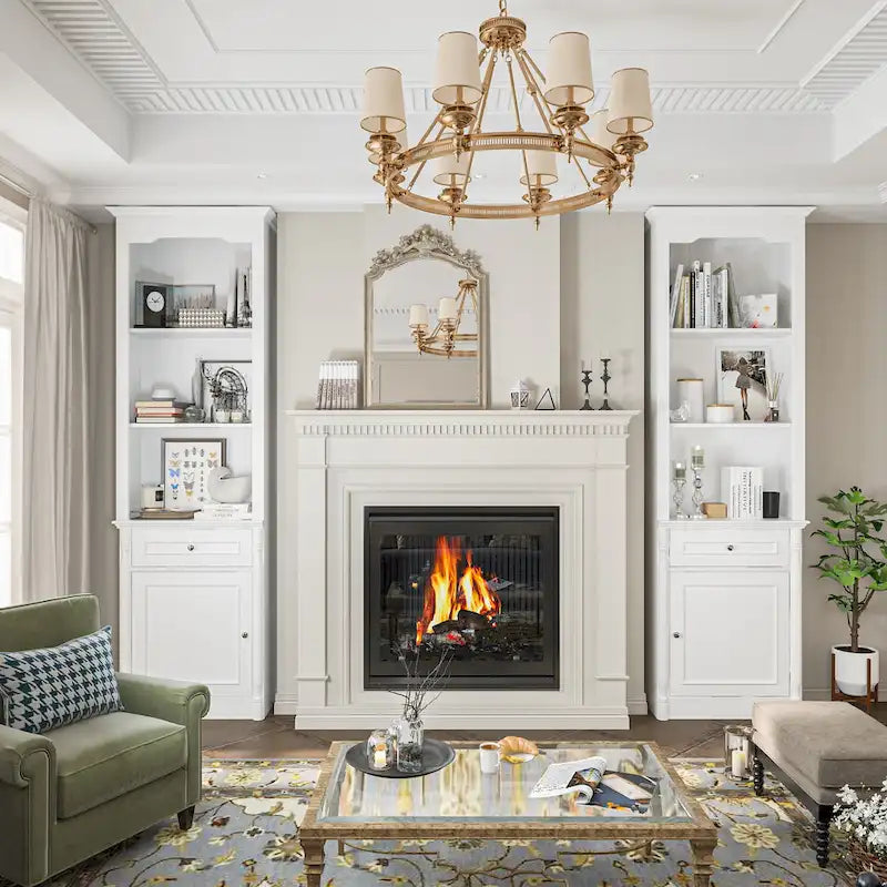 Large Entertainment Center Bookshelves 57x38 inch Hutch Space for TV