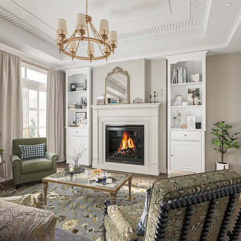 Large Entertainment Center Bookshelves 57x38 inch Hutch Space for TV