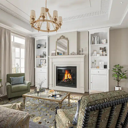 Large Entertainment Center Bookshelves 57x38 inch Hutch Space for TV