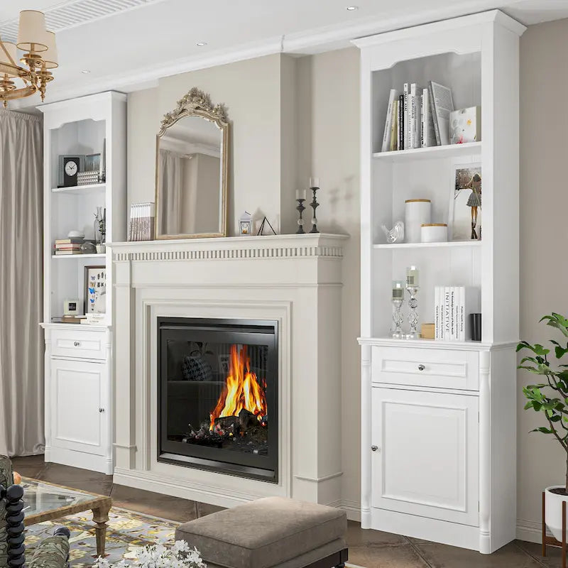 Large Entertainment Center Bookshelves 57x38 inch Hutch Space for TV