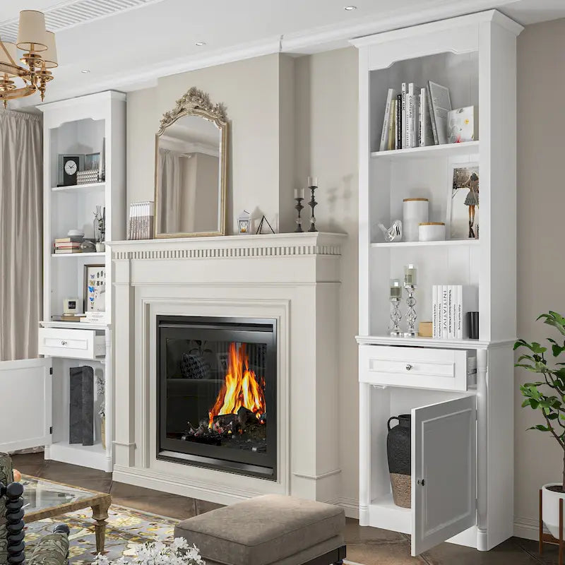 Large Entertainment Center Bookshelves 57x38 inch Hutch Space for TV