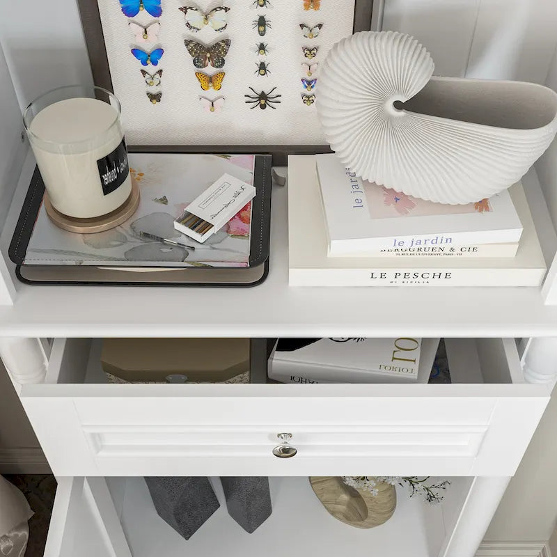 Large Entertainment Center Bookshelves 57x38 inch Hutch Space for TV