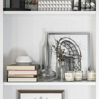 Large Entertainment Center Bookshelves 57x38 inch Hutch Space for TV