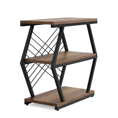 3-tier Rectangular End Side Table with Metal Frame for Living Room, Nightstand Bedside Table for Bedroom