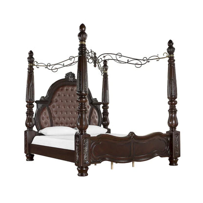 New Classic Furniture Gweni Walnut and Brown Canopy Bed
