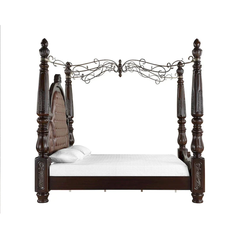 New Classic Furniture Gweni Walnut and Brown Canopy Bed