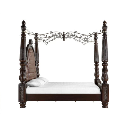 New Classic Furniture Gweni Walnut and Brown Canopy Bed