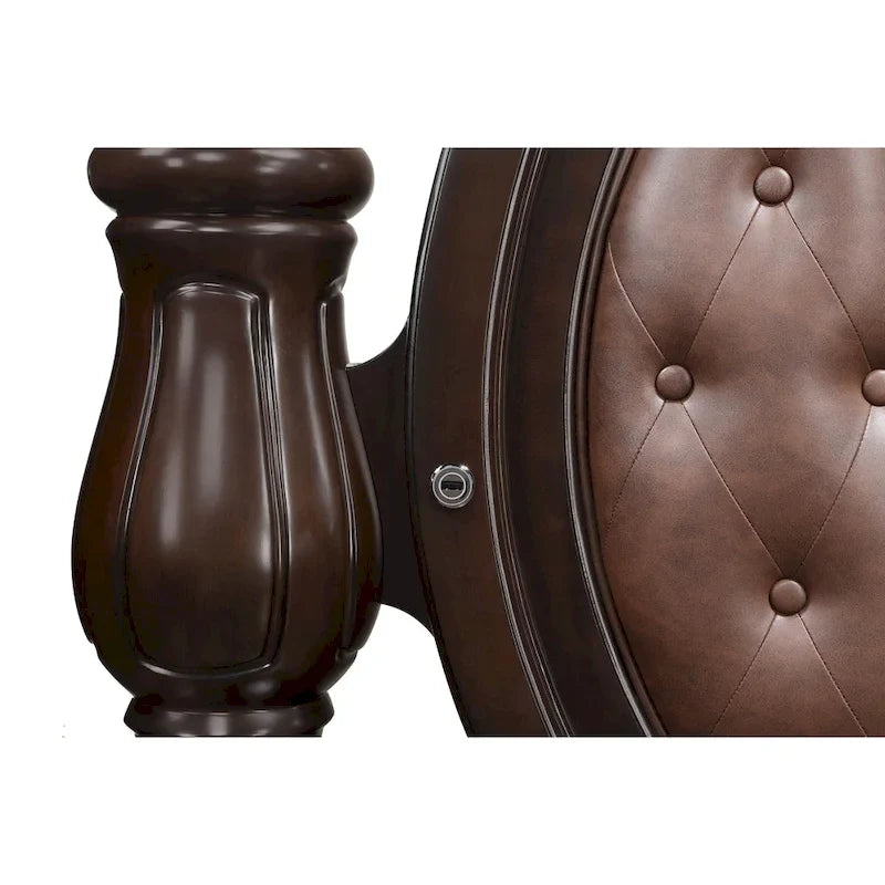 New Classic Furniture Gweni Walnut and Brown Canopy Bed