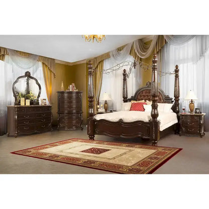 New Classic Furniture Gweni Walnut and Brown Canopy Bed