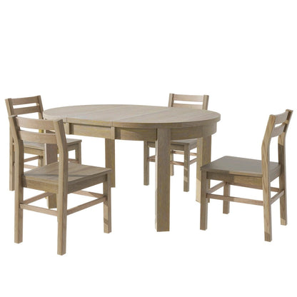 Merax Farmhouse 5-Piece Extendable Round Dining Table Set