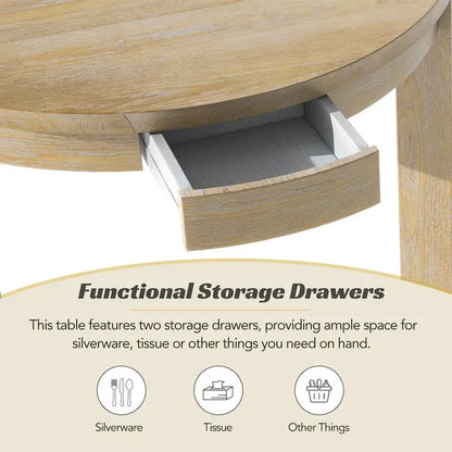 Merax Farmhouse 5-Piece Extendable Round Dining Table Set