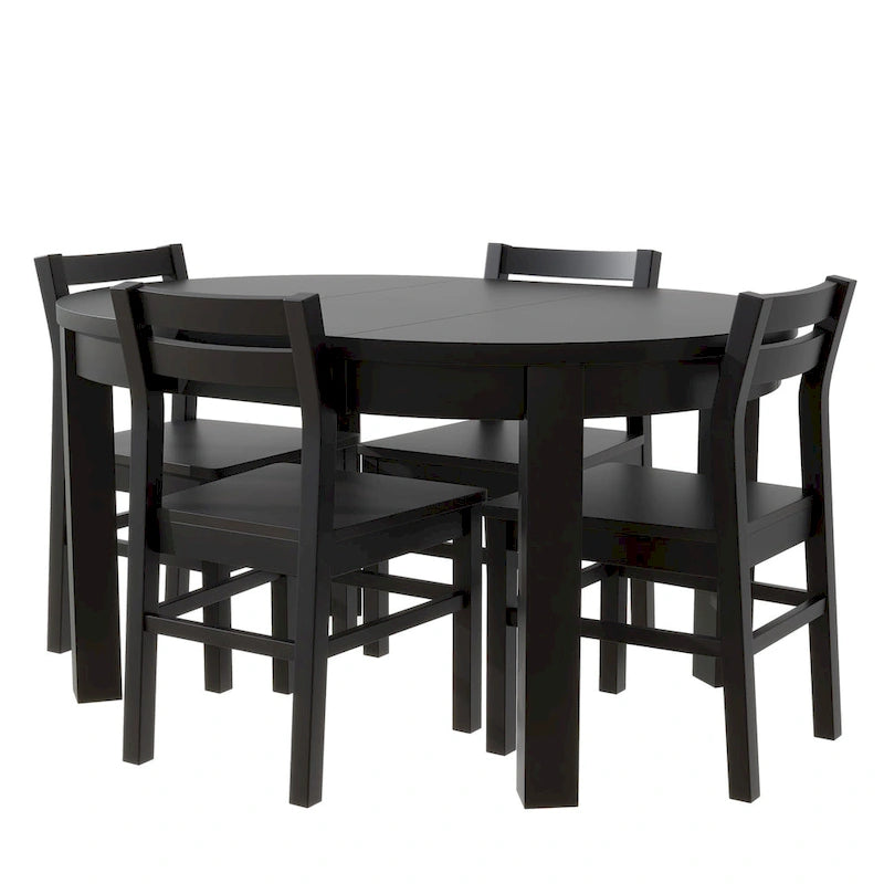 Merax Farmhouse 5-Piece Extendable Round Dining Table Set