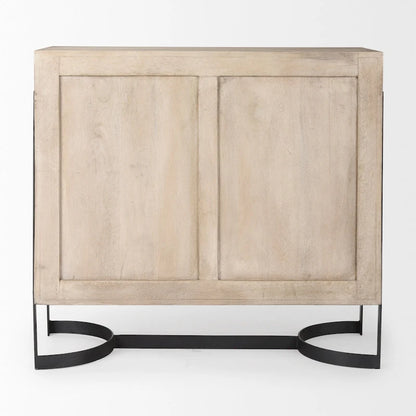 Rivien Light Brown Solid Wood with Black Metal Frame 2 Door Accent Cabinet