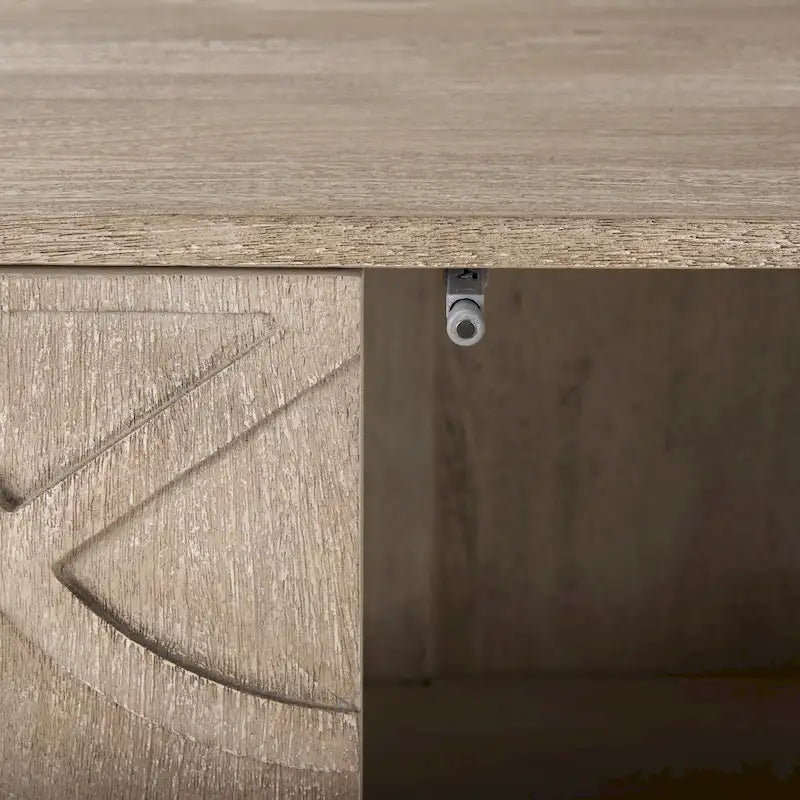 Rivien Light Brown Solid Wood with Black Metal Frame 2 Door Accent Cabinet