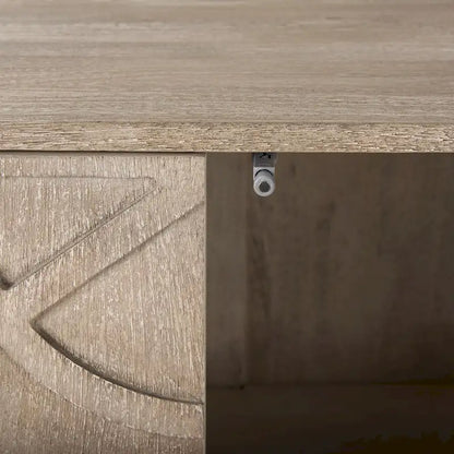 Rivien Light Brown Solid Wood with Black Metal Frame 2 Door Accent Cabinet