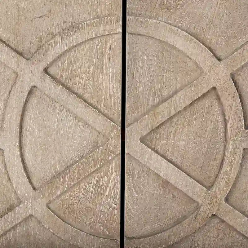 Rivien Light Brown Solid Wood with Black Metal Frame 2 Door Accent Cabinet