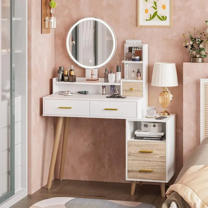 Makeup Vanity Desk 3 Color Touch Screen 5 Storage Drawers