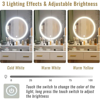 Makeup Vanity Desk 3 Color Touch Screen 5 Storage Drawers