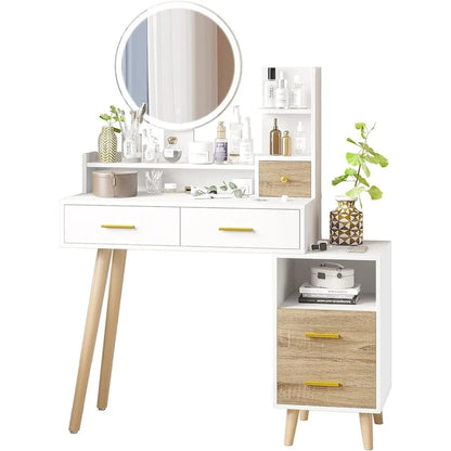 Makeup Vanity Desk 3 Color Touch Screen 5 Storage Drawers