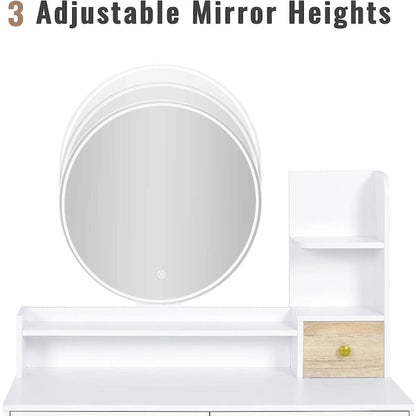 Makeup Vanity Desk 3 Color Touch Screen 5 Storage Drawers