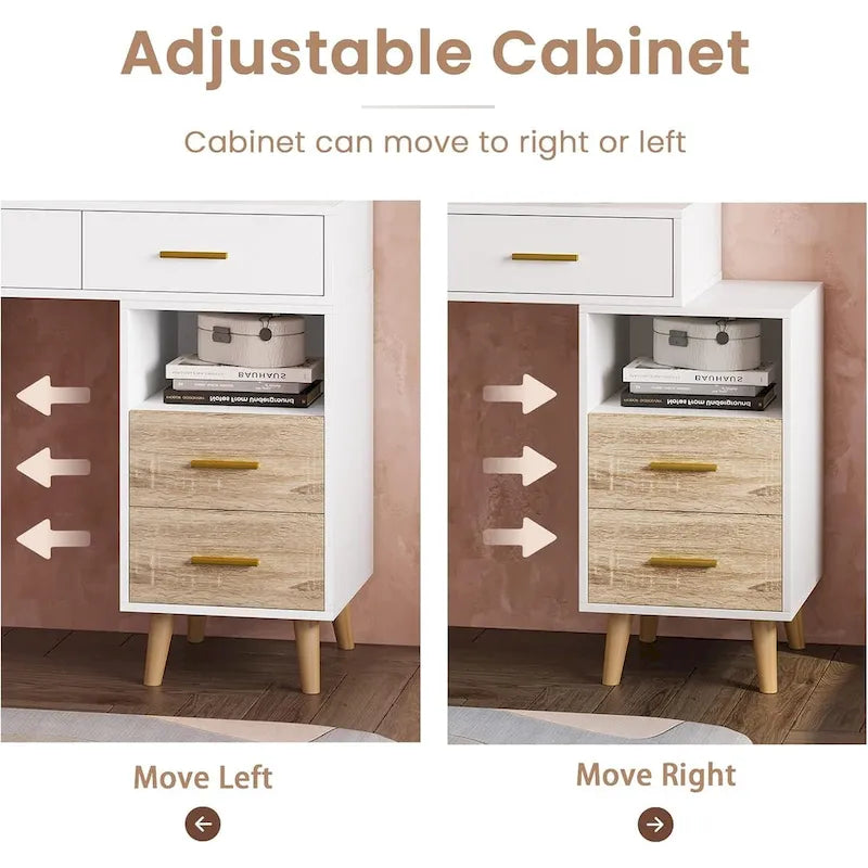 Makeup Vanity Desk 3 Color Touch Screen 5 Storage Drawers