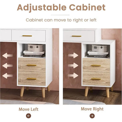 Makeup Vanity Desk 3 Color Touch Screen 5 Storage Drawers