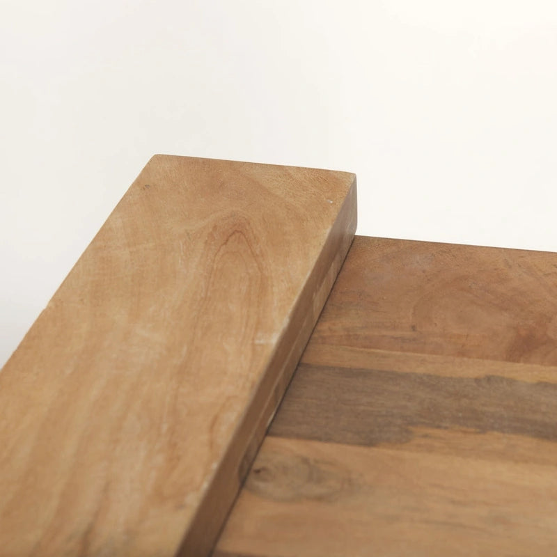 Athelia Light Brown Solid Wood Square Accent Table