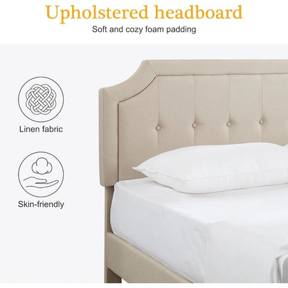 VECELO Upholstered Platform Bed frames with Adjustable Headboard