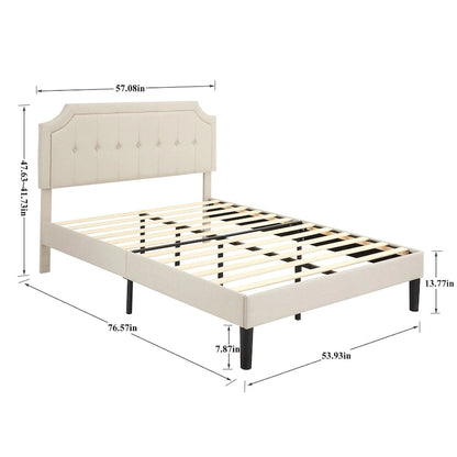 VECELO Upholstered Platform Bed frames with Adjustable Headboard