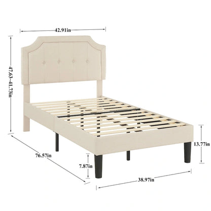 VECELO Upholstered Platform Bed frames with Adjustable Headboard