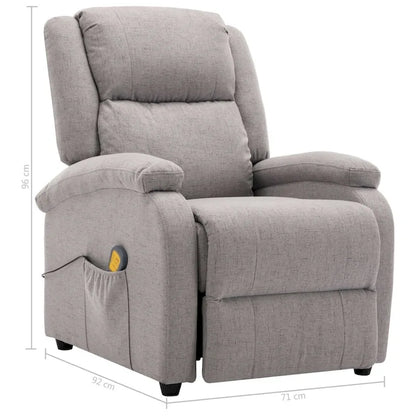 vidaXL Massage Chair Light Gray Fabric - 71 x 92 x 96 cm
