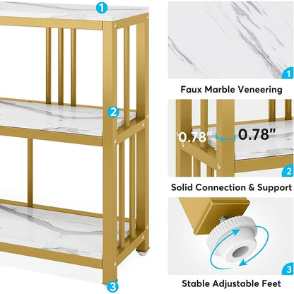 70.9 Console Table, 3 Tiers Sofa Table with Shelves,Brown