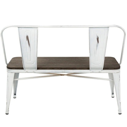 42 Espresso Bamboo Seat with White Stand Bench