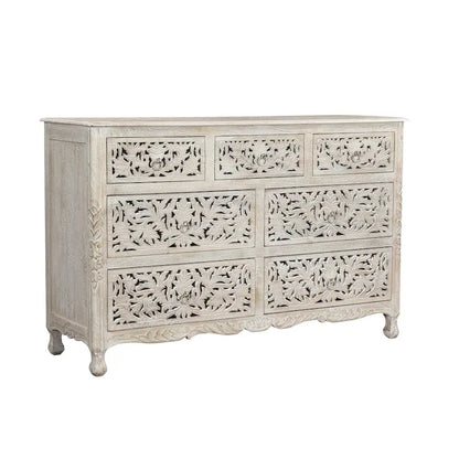 Florence Floral Carved Wood 7-Drawer Dresser